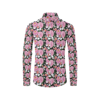 Dahlia Pattern Print Design 02 Men's Long Sleeve Shirt