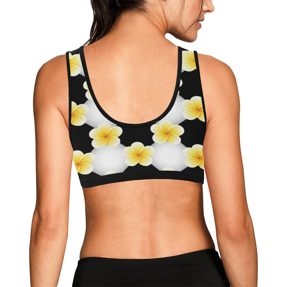 Plumeria Pattern Print Design A04 Sports Bra