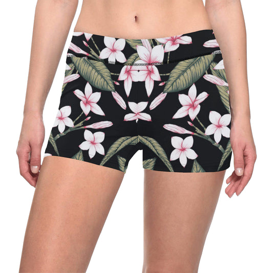 Plumeria Pattern Print Design PM021 Yoga Shorts