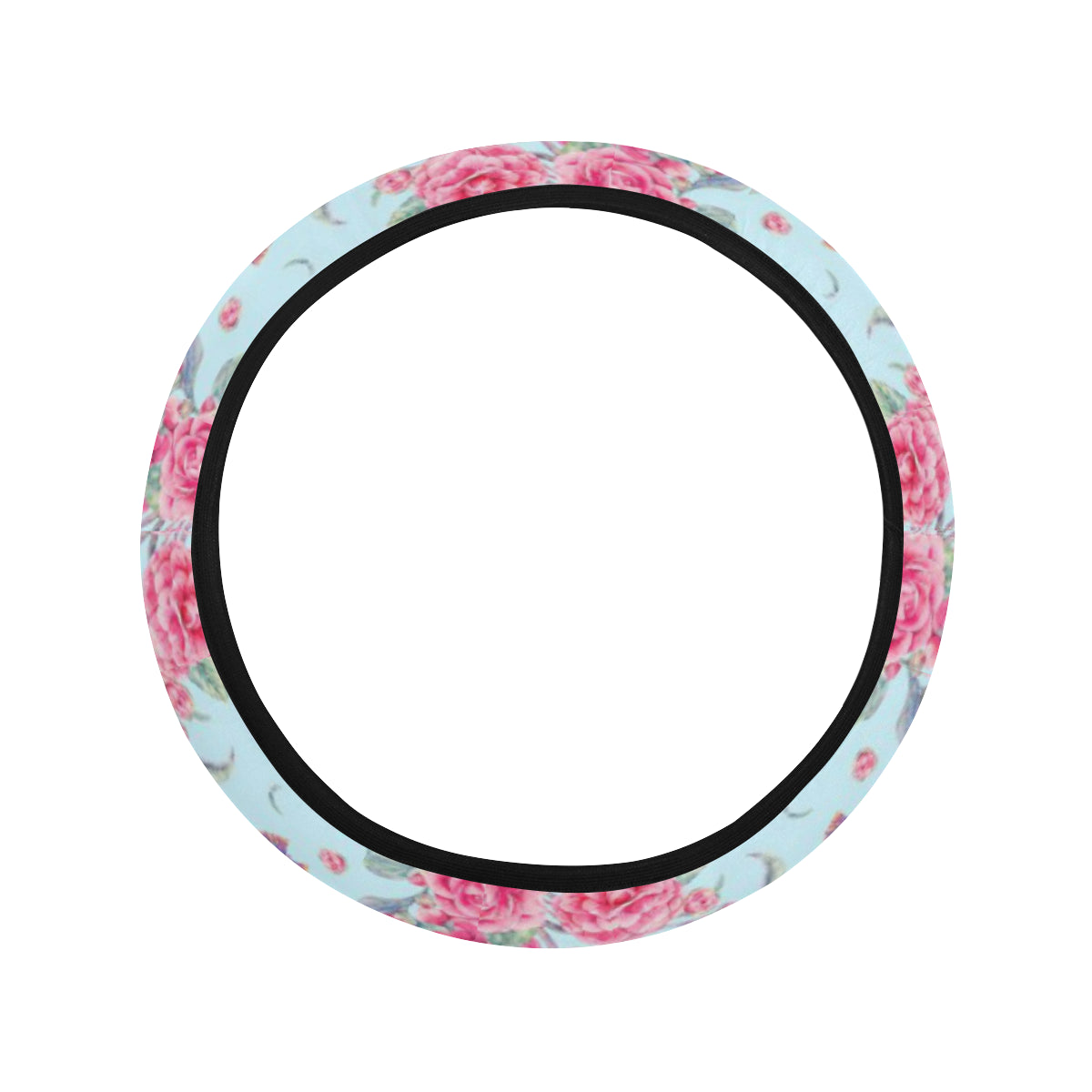 Camellia Pattern Print Design 01 Steering Wheel Cover with Elastic Edge