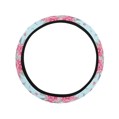 Camellia Pattern Print Design 01 Steering Wheel Cover with Elastic Edge