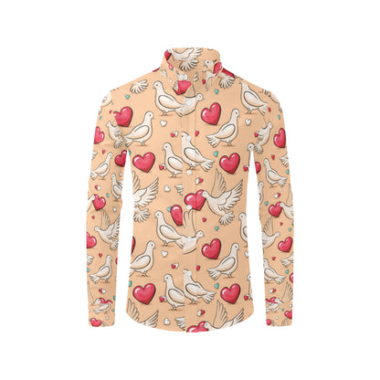 Pigeon Heart Pattern Print Design 04 Men's Long Sleeve Shirt