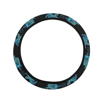 Tribal Turtle Polynesian Themed Design Steering Wheel Cover with Elastic Edge