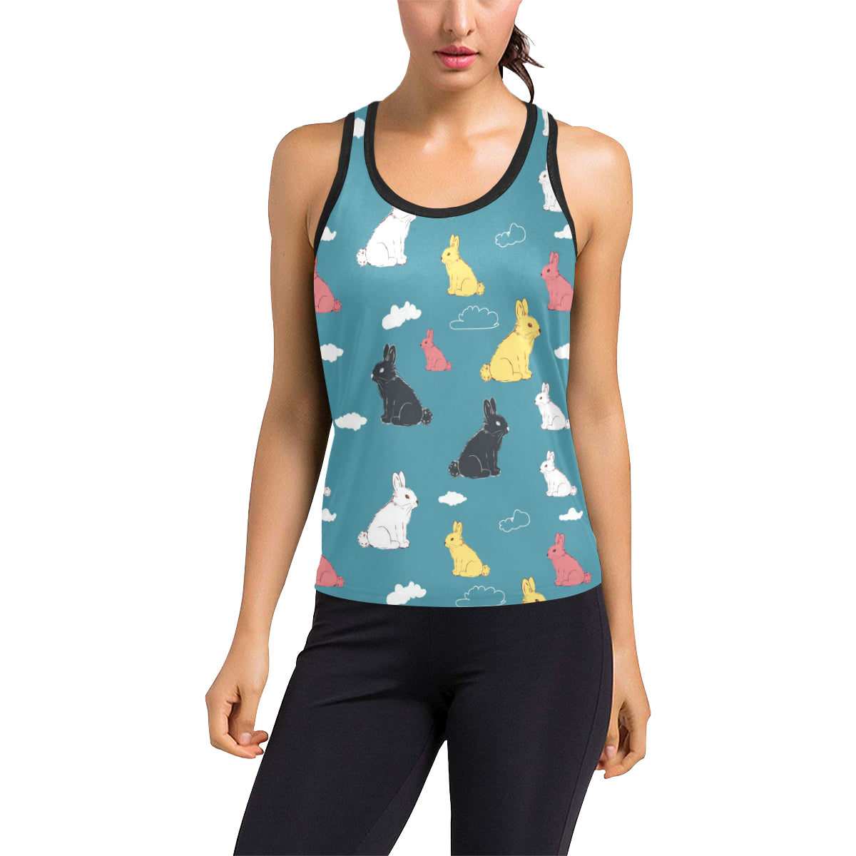 Rabbit Pattern Print Design RB014 Women's Racerback Tank Top