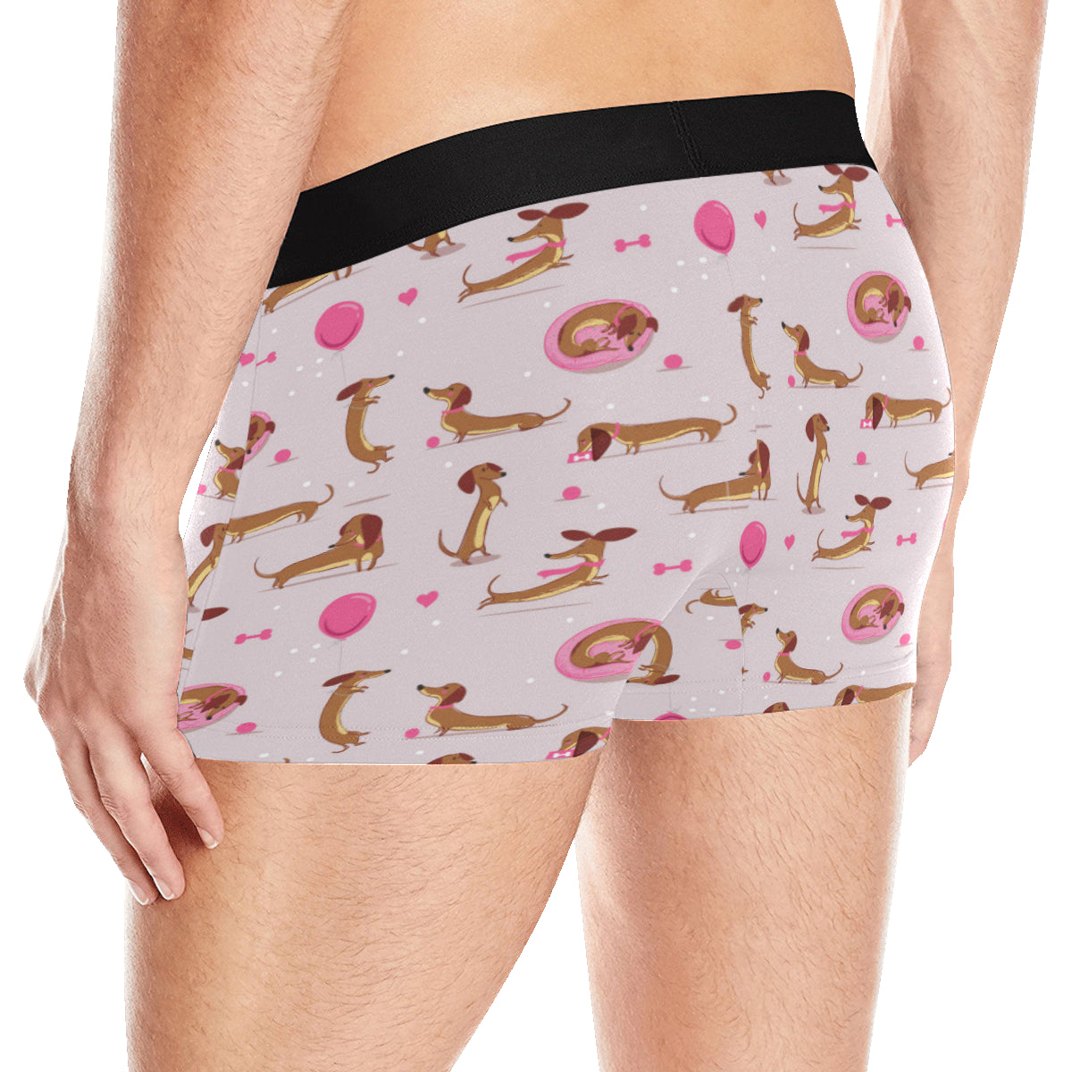 Dachshund Pattern Print Design 10 Men's Boxer Briefs
