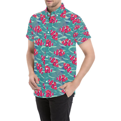Clownfish Pattern Print Design 02 Men's Short Sleeve Button Up Shirt