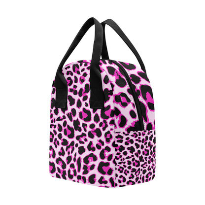 Pink Leopard Print Insulated Lunch Bag