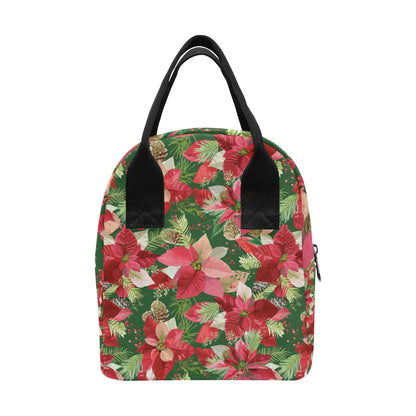 Poinsettia Pattern Print Design POT03 Insulated Lunch Bag