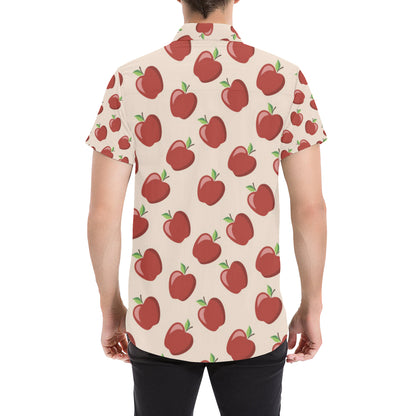 Apple Pattern Print Design AP01 Men's Short Sleeve Button Up Shirt