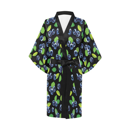 Blueberry Pattern Print Design BB03 Women's Short Kimono