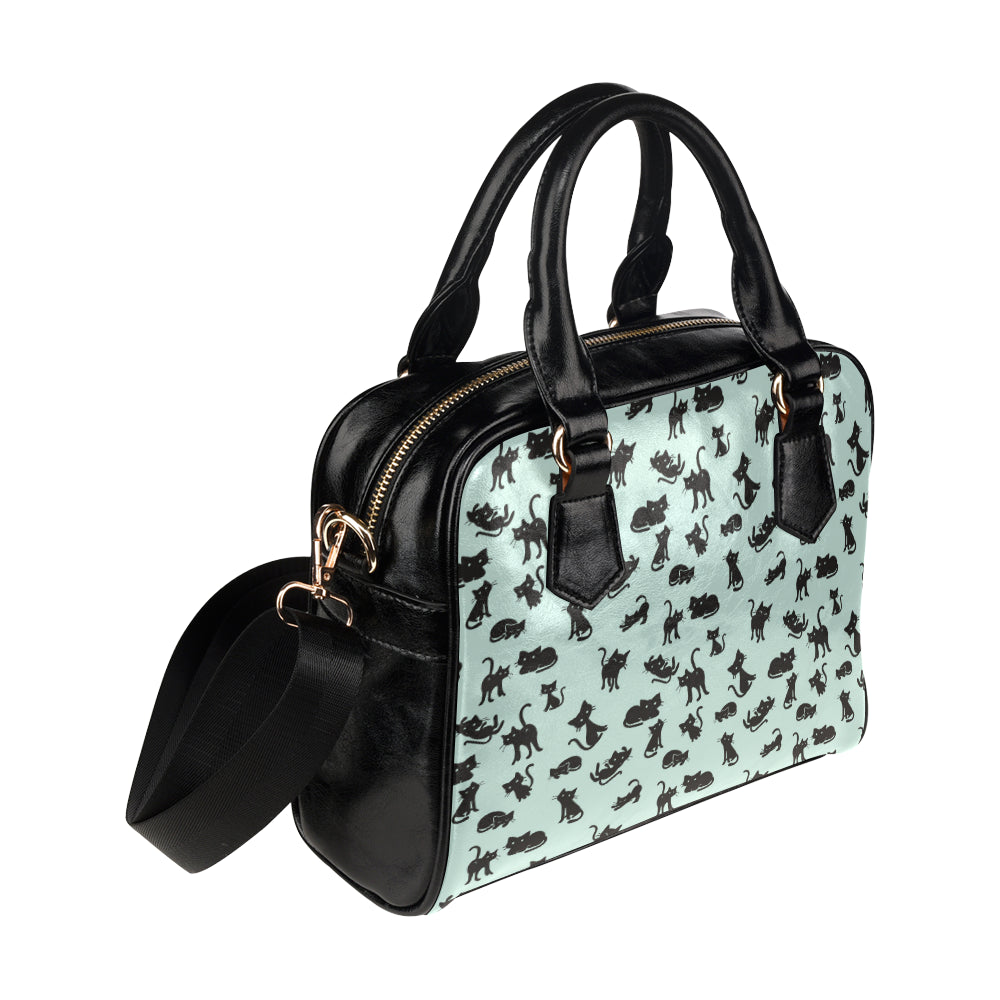 Black Cat Pattern Print Design 04 Shoulder Handbag