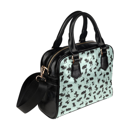 Black Cat Pattern Print Design 04 Shoulder Handbag