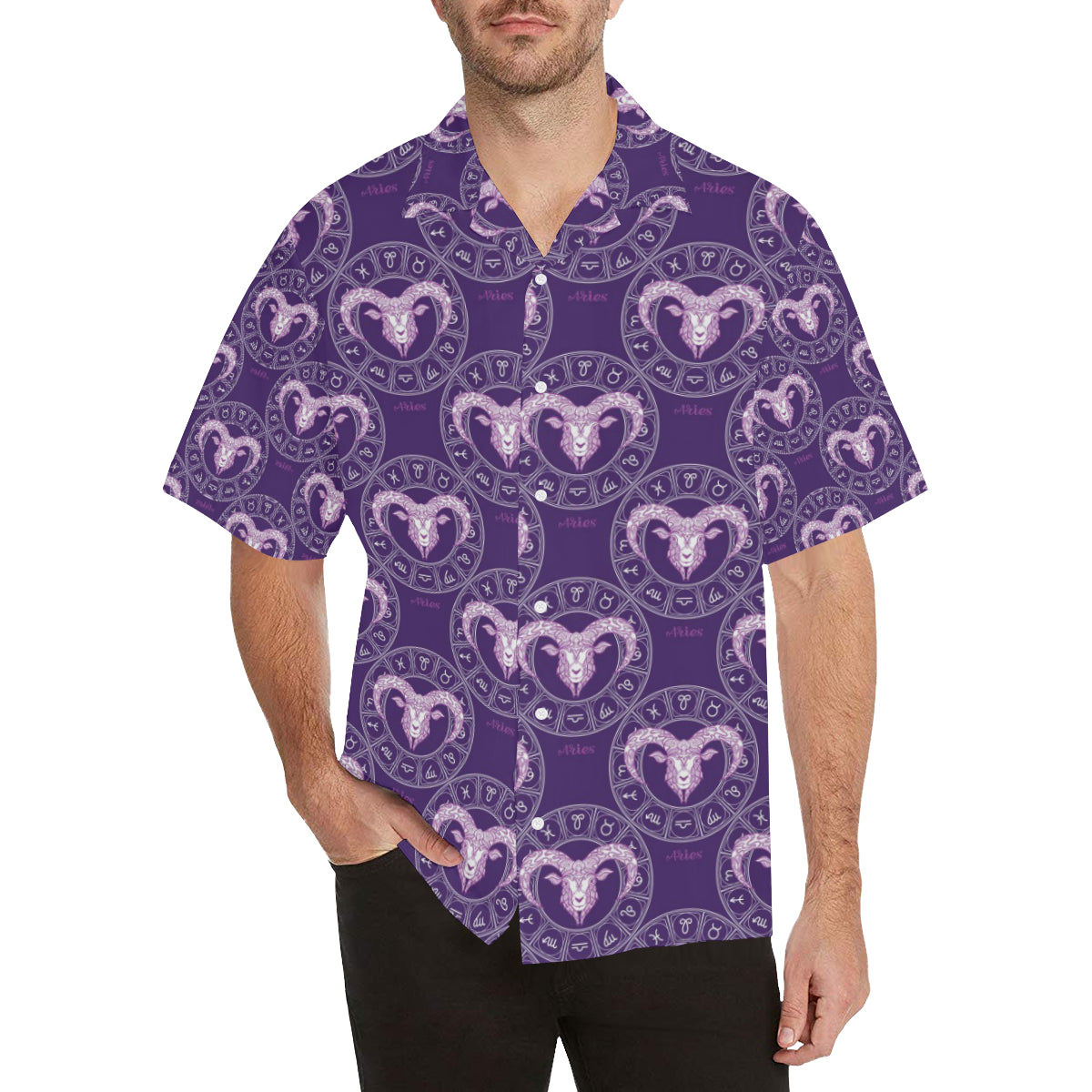 Aries Zodiac Pattern Print Design 02 Men's Hawaiian Shirt