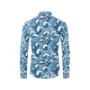 Wave Themed Pattern Print Men's Long Sleeve Shirt