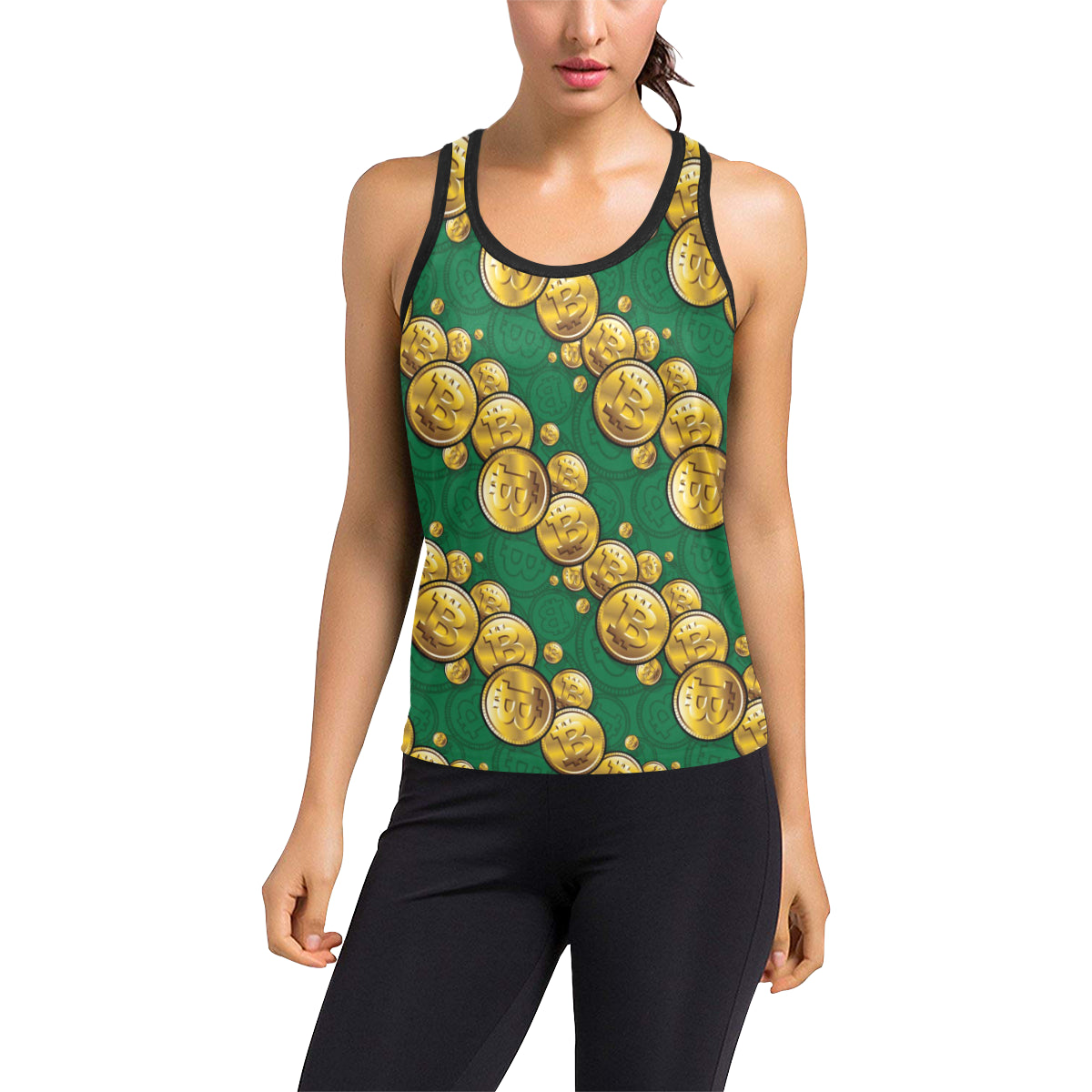 Bitcoin Pattern Print Design DO02 Women's Racerback Tank Top