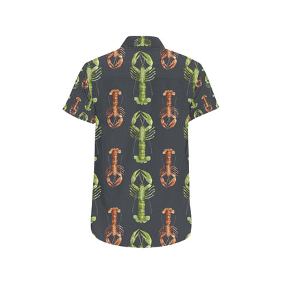 Lobster Pattern Print Design 01 Men's Short Sleeve Button Up Shirt