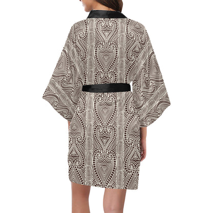 Maori Pattern Print Design 04 Women's Short Kimono