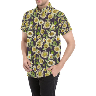 Daisy Vintage Print Pattern Men's Short Sleeve Button Up Shirt