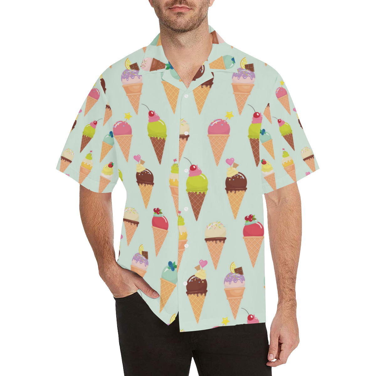 Ice Cream Pattern Print Design 03 Men's Hawaiian Shirt