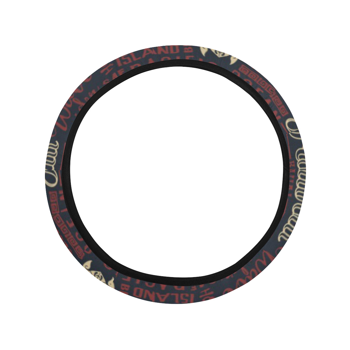 Hawaiian Themed Pattern Print Design H017 Steering Wheel Cover with Elastic Edge