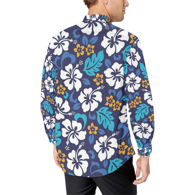 Hibiscus Pattern Print Design HB030 Men's Long Sleeve Shirt