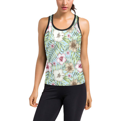 Tropical Flower Pattern Print Design TF05 Women's Racerback Tank Top