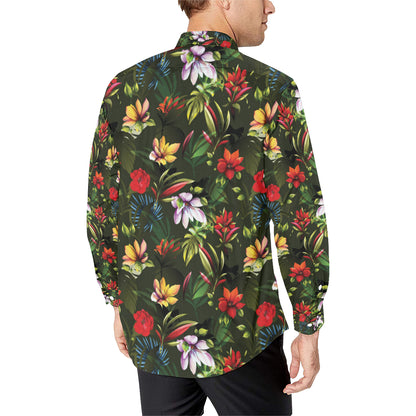 Magnolia Pattern Print Design 02 Men's Long Sleeve Shirt