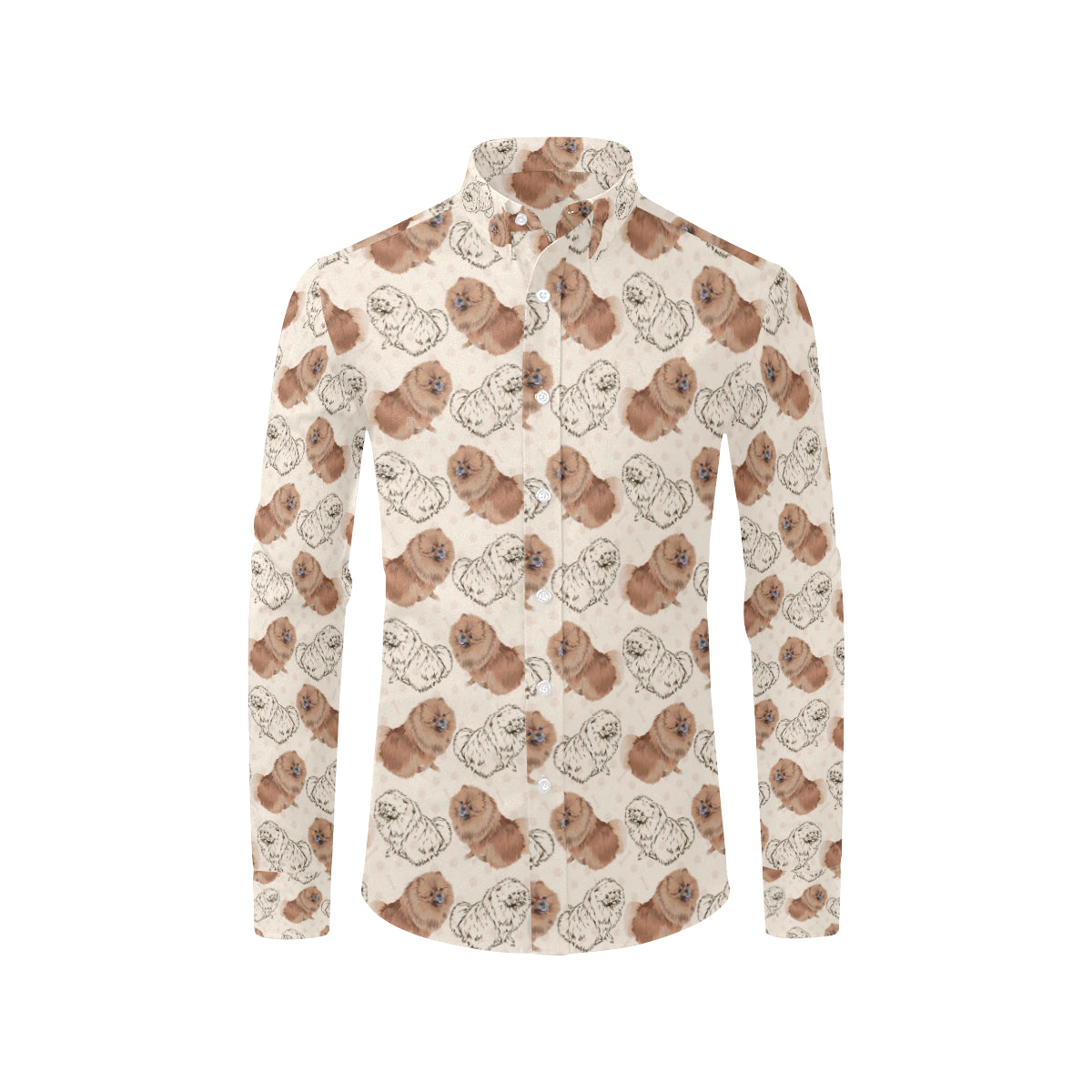 Pomeranians Pattern Print Design A01 Men's Long Sleeve Shirt