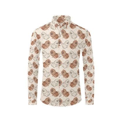 Pomeranians Pattern Print Design A01 Men's Long Sleeve Shirt