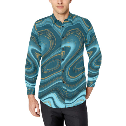 Liquid Pattern Print Design 04 Men's Long Sleeve Shirt