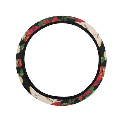Skull Red Rose Steering Wheel Cover with Elastic Edge