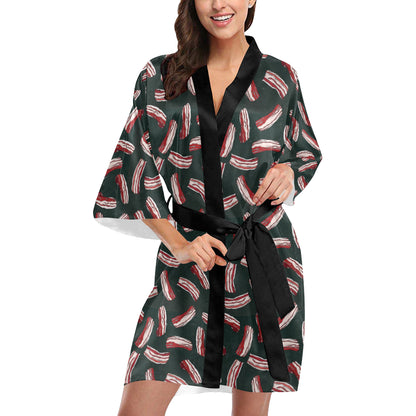Bacon Pattern Print Design 02 Women's Short Kimono