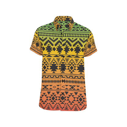 Rastafarian Pattern Print Design A04 Men's Short Sleeve Button Up Shirt