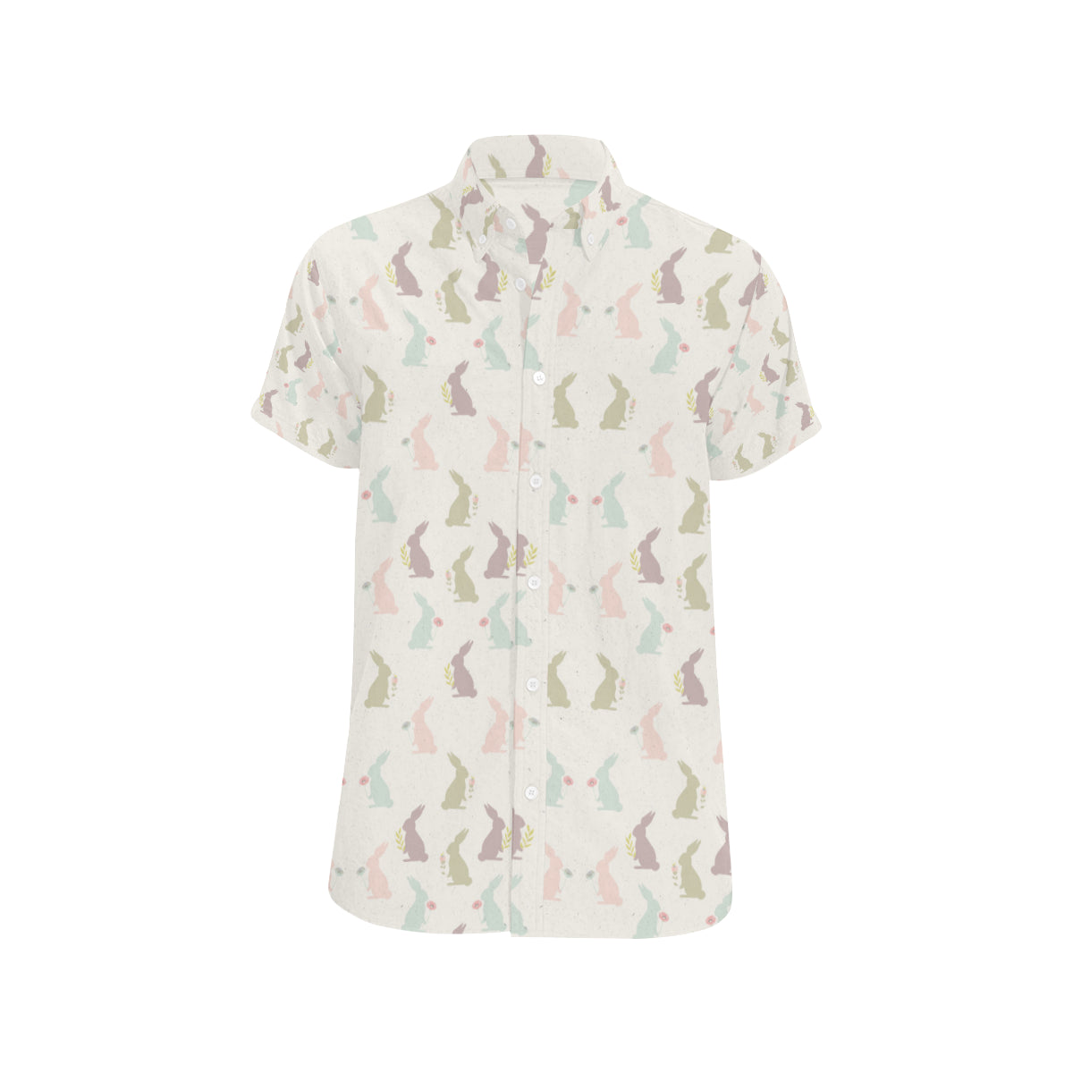 Bunny Pattern Print Design 05 Men's Short Sleeve Button Up Shirt