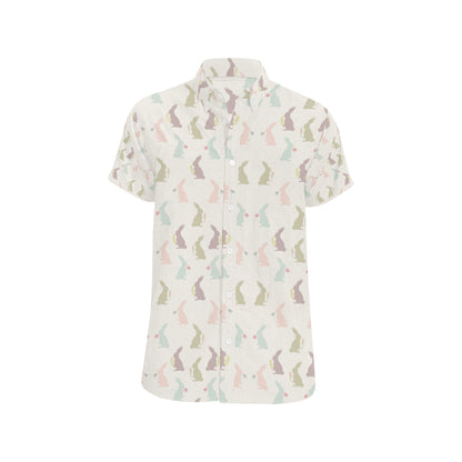 Bunny Pattern Print Design 05 Men's Short Sleeve Button Up Shirt