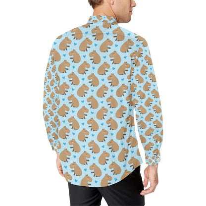 Capybara Pattern Print Design 01 Men's Long Sleeve Shirt