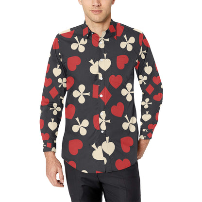 Poker Cards Pattern Print Design A02 Men's Long Sleeve Shirt