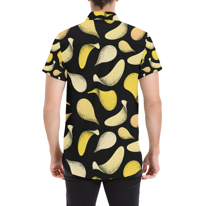 Potato Pattern Print Design A02 Men's Short Sleeve Button Up Shirt