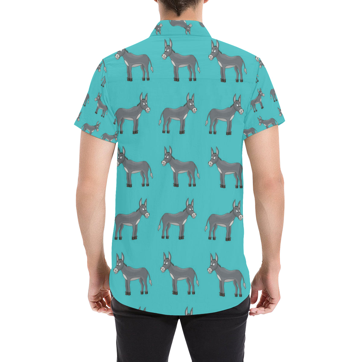 Donkey Pattern Print Design 01 Men's Short Sleeve Button Up Shirt