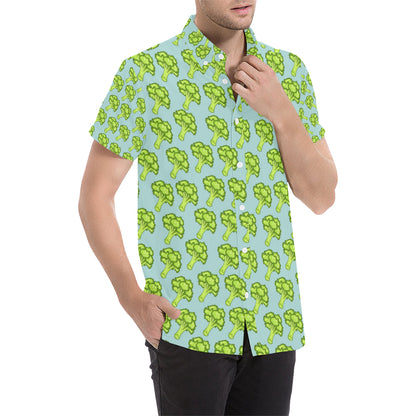 Broccoli Pattern Print Design 02 Men's Short Sleeve Button Up Shirt