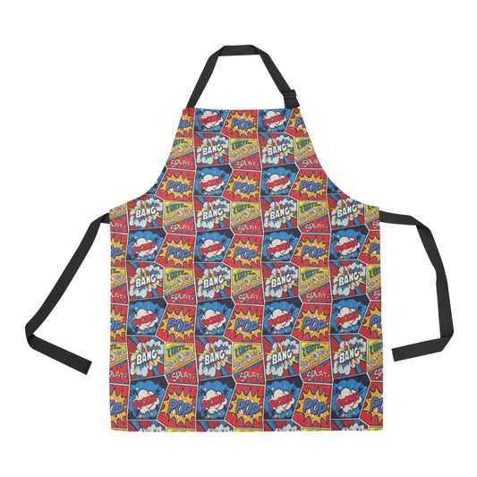 Comic Book Pattern Print Design 03 Apron with Pocket