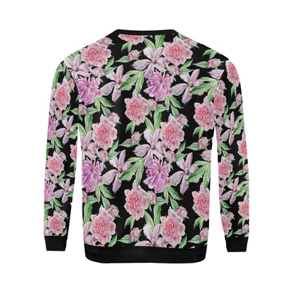 Peony Pattern Print Design PE08 Men Long Sleeve Sweatshirt