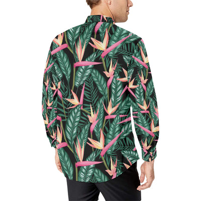 Bird Of Paradise Pattern Print Design BOP03 Men's Long Sleeve Shirt