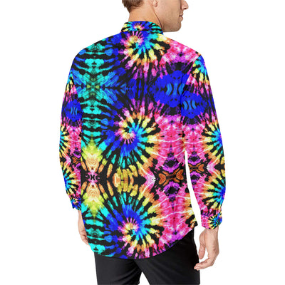 Tie Dye Rainbow Design Print Men's Long Sleeve Shirt