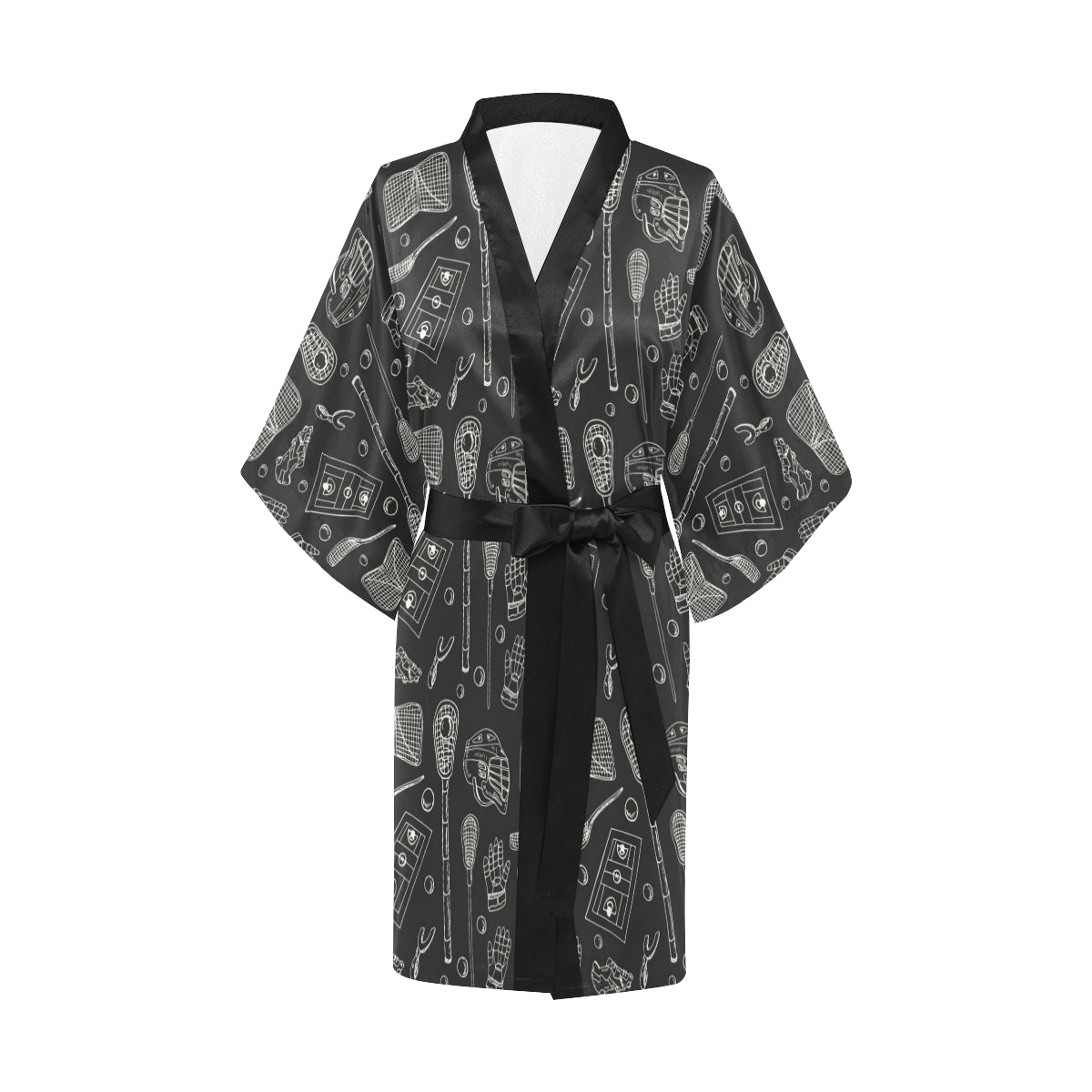 Lacrosse Pattern Print Design 01 Women's Short Kimono