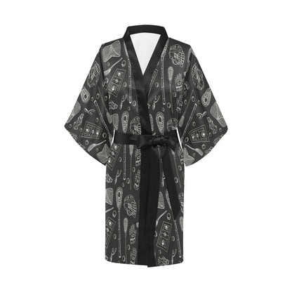 Lacrosse Pattern Print Design 01 Women's Short Kimono