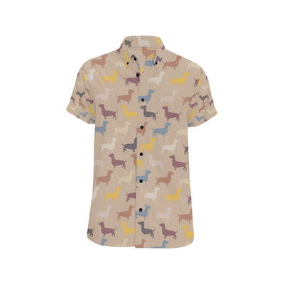 Dachshund Pattern Print Design 03 Men's Short Sleeve Button Up Shirt