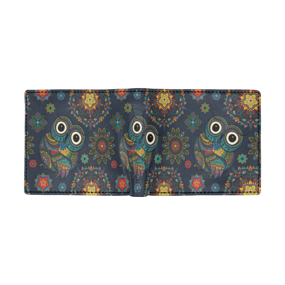 Owl Boho Style Pattern Print Design A04 Men's ID Card Wallet