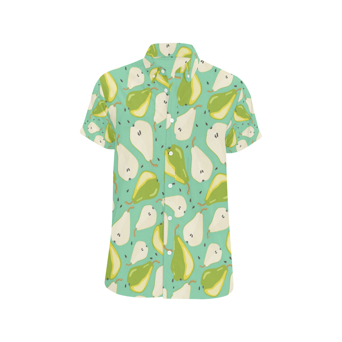 Pear Pattern Print Design PE04 Men's Short Sleeve Button Up Shirt