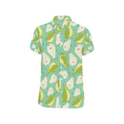 Pear Pattern Print Design PE04 Men's Short Sleeve Button Up Shirt